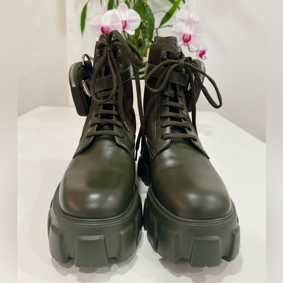 PRADA Monolith leather and Re-Nylon boots with pouch - Picture 7 of 15